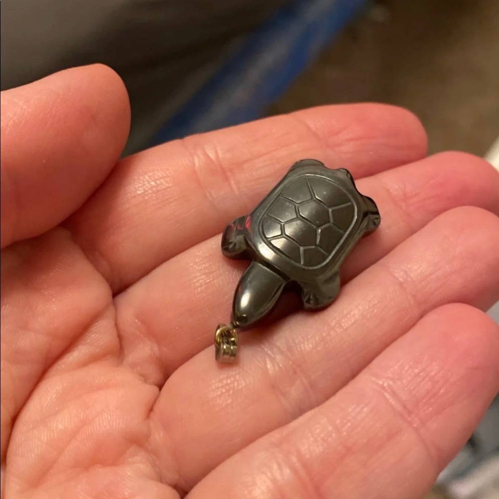 Hematite turtle pendant charm